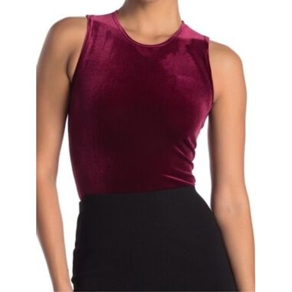 Commando NWT Velvet Sleeveless Crew Neck Bodysuit Berry Red Medium